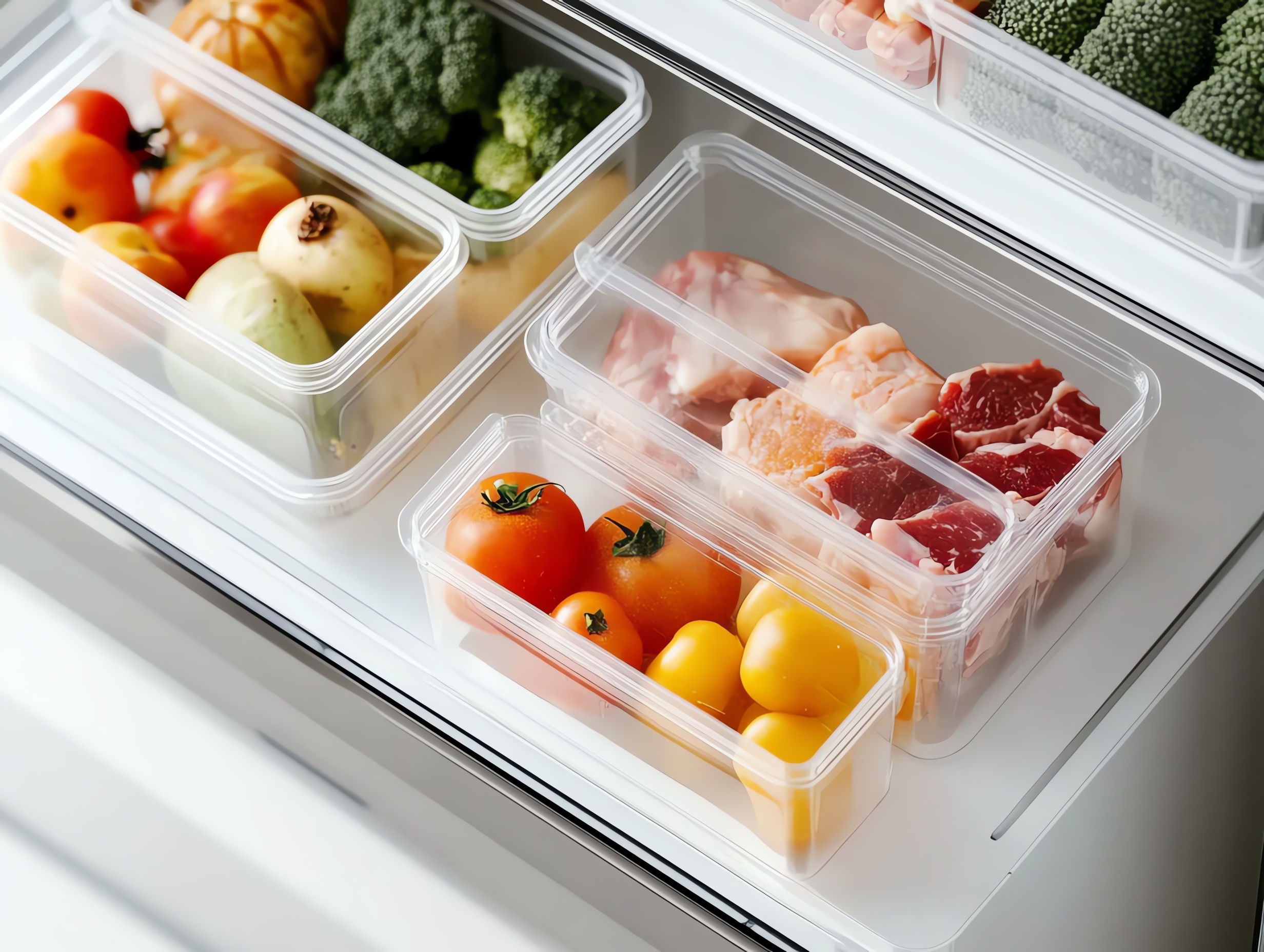 Fresh ingredients organized in containers